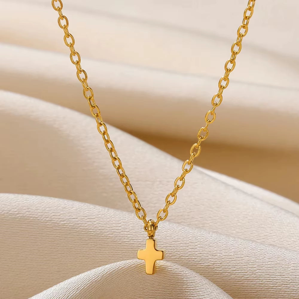 Tiny Geometry Collar Para Mujer Stainless Steel Jewelry Gold Color Classic Star Necklaces for Women Men Y2K Fashion Love Choker