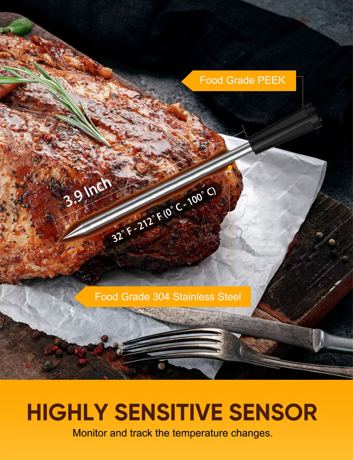Wireless Meat Thermometer Remote Digital Kitchen Cooking Food Meat Tools Smart Digital Bluetooth Barbecue Oven BBQ Thermometer