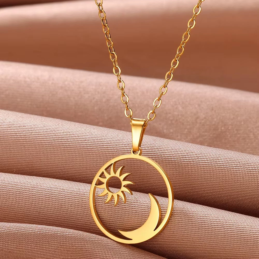 Tiny Geometry Collar Para Mujer Stainless Steel Jewelry Gold Color Classic Star Necklaces for Women Men Y2K Fashion Love Choker