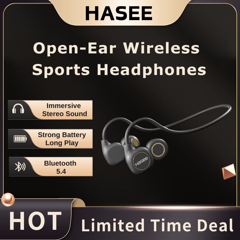 Open-Ear Wireless Sports Headphones with LED Display, Bluetooth 5.4, Immersive Stereo Sound, Noise-Canceling Mic, Lightweight Neckband for Running, Workout, Gym, Long Battery Life, Secure Fit, Soft Silicone Tips, Back to School Gifts Ideas for Man & Women