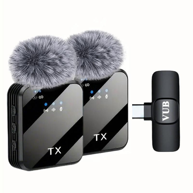 Professional Wireless Lavalier Microphone with Intelligent Noise Reduction 360° Omnidirectional Condenser Windscreen for Recording Live Streaming Podcasting Bluetooth Android