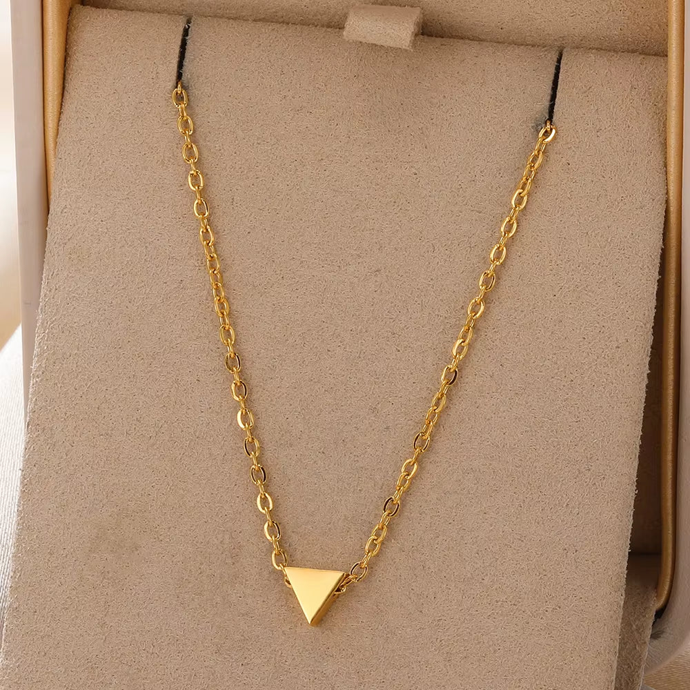 Tiny Geometry Collar Para Mujer Stainless Steel Jewelry Gold Color Classic Star Necklaces for Women Men Y2K Fashion Love Choker