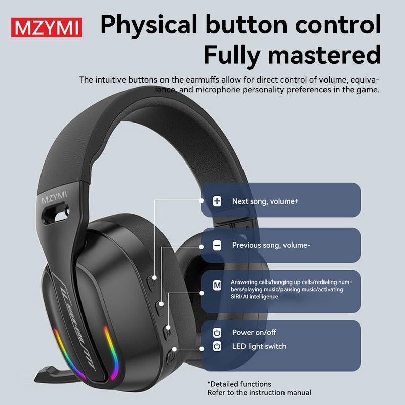 MZYMI B500Ghz Wireless Is a Professional Design for E-Sports Gaming Headset with Multiple Functions, Featuring Both Wired and Wireless TWS Connectivity for Gaming and Noise Reduction.Stereo Audio, PS5, PS4, Switch – Gaming Headset with Support for 2.2