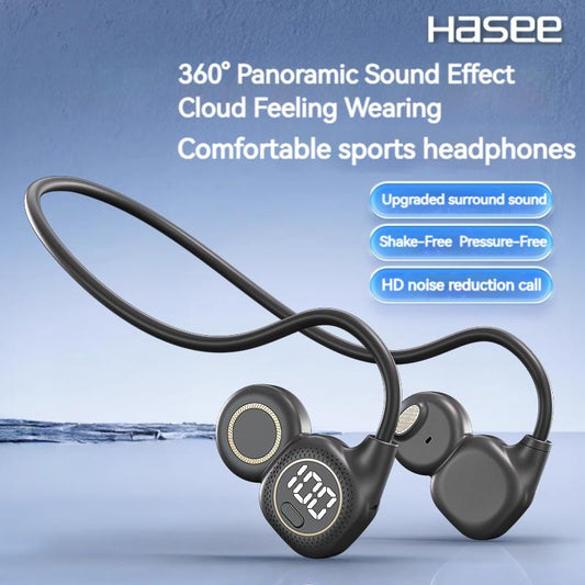 Open-Ear Wireless Sports Headphones with LED Display, Bluetooth 5.4, Immersive Stereo Sound, Noise-Canceling Mic, Lightweight Neckband for Running, Workout, Gym, Long Battery Life, Secure Fit, Soft Silicone Tips, Back to School Gifts Ideas for Man & Women
