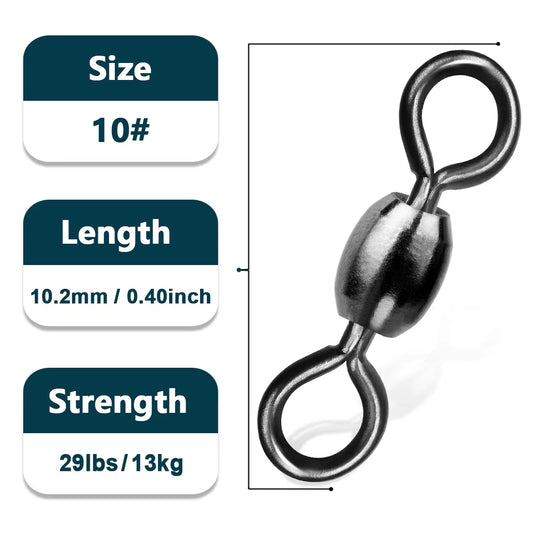 Crane Swivels 50~200Pcs Swivels Fishing Tackle Fishing Line Hook Connector Stainless Brass Saltwater Fishing Rolling Accessories