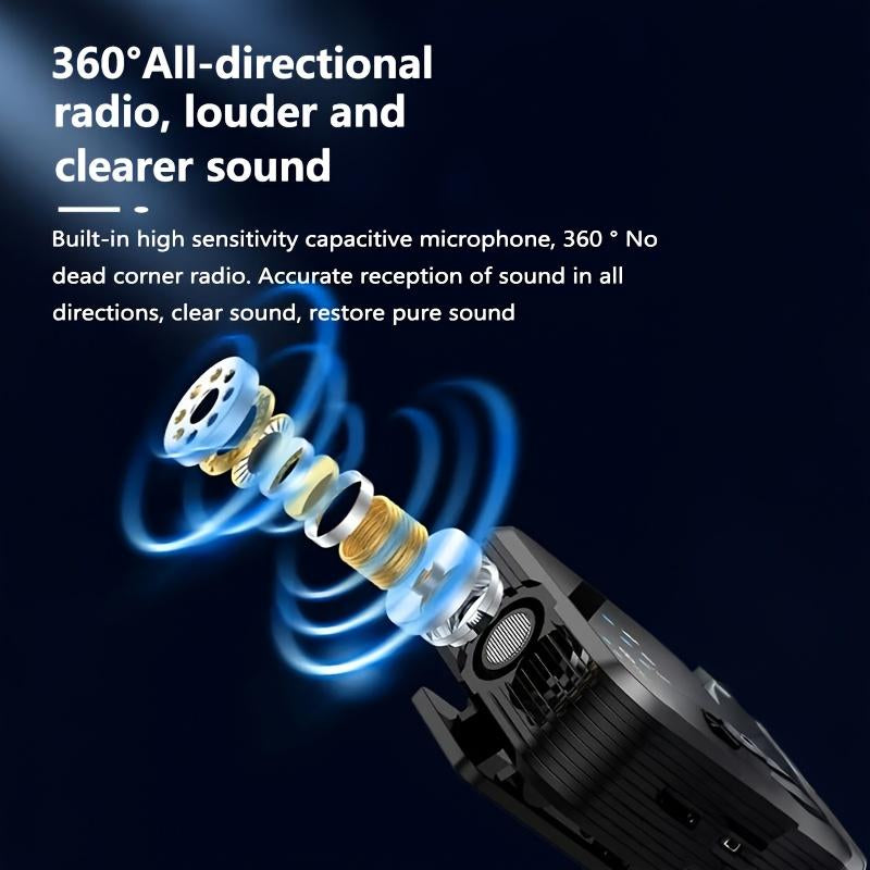 Professional Wireless Lavalier Microphone with Intelligent Noise Reduction 360° Omnidirectional Condenser Windscreen for Recording Live Streaming Podcasting Bluetooth Android