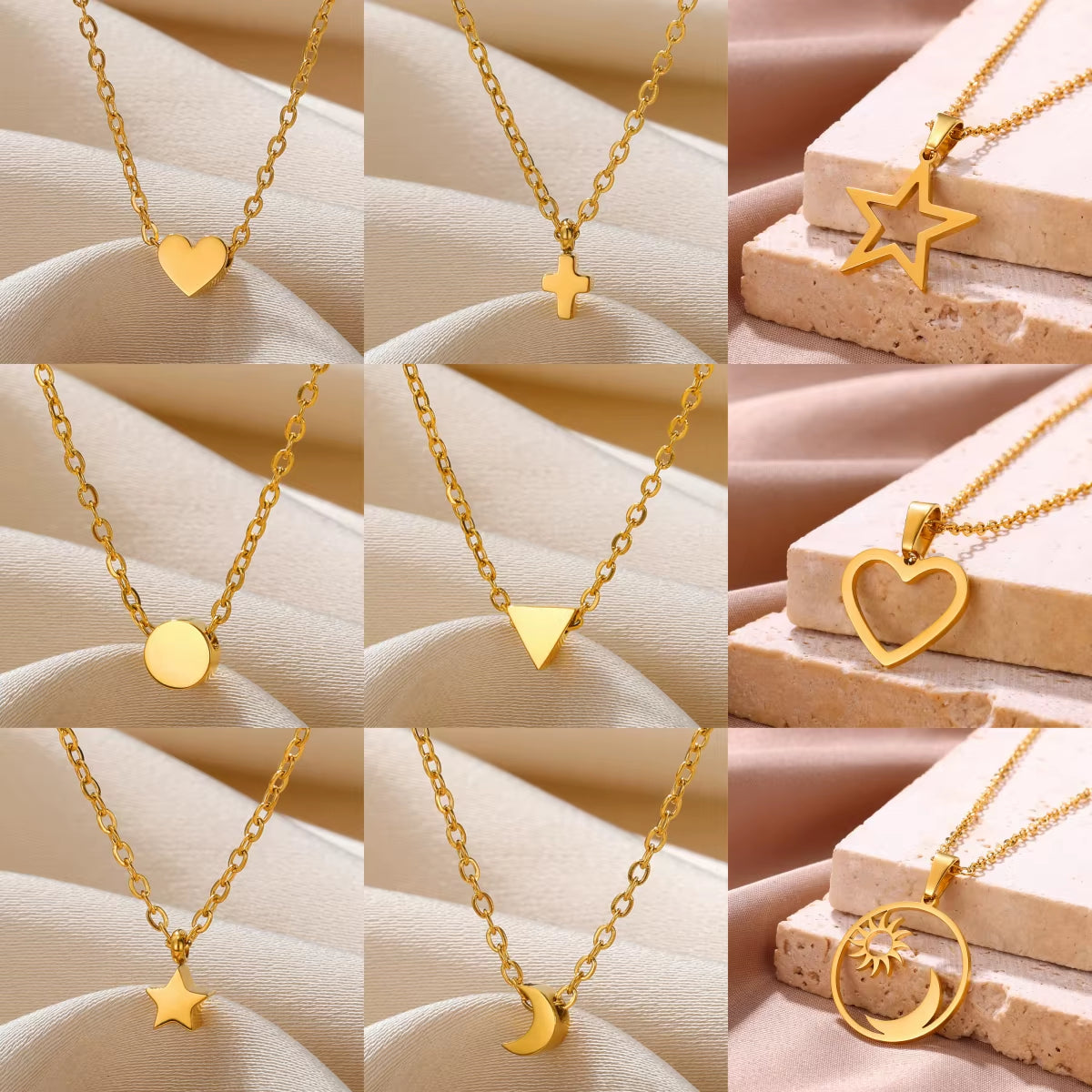Tiny Geometry Collar Para Mujer Stainless Steel Jewelry Gold Color Classic Star Necklaces for Women Men Y2K Fashion Love Choker