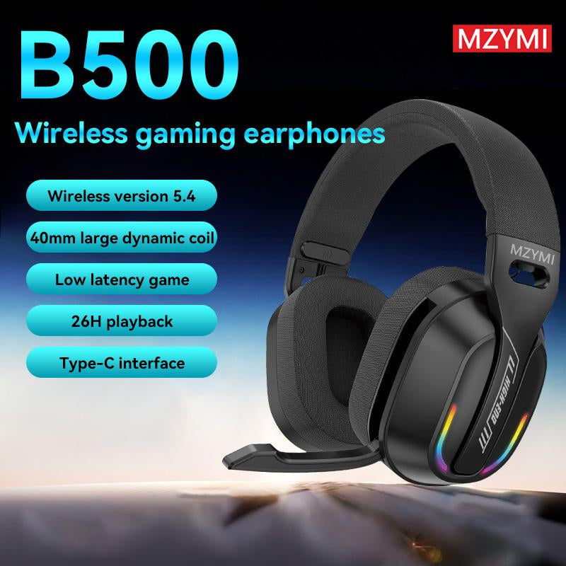 MZYMI B500Ghz Wireless Is a Professional Design for E-Sports Gaming Headset with Multiple Functions, Featuring Both Wired and Wireless TWS Connectivity for Gaming and Noise Reduction.Stereo Audio, PS5, PS4, Switch – Gaming Headset with Support for 2.2