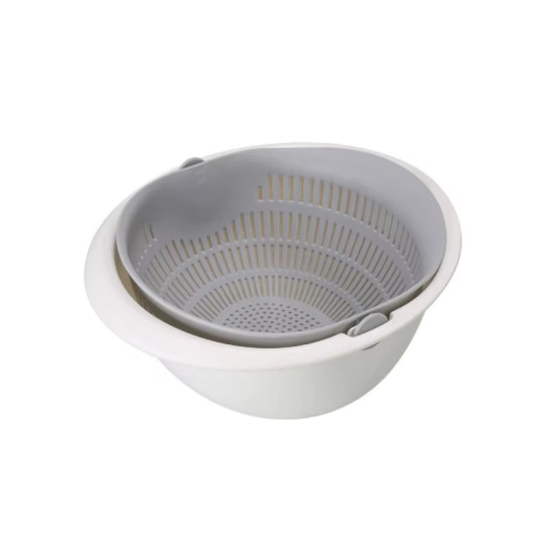 Kitchen Fruit Tray Removable Double Layer Fruit and Vegetable Basin Draining Basket Creative Household Rotating Washing Basket