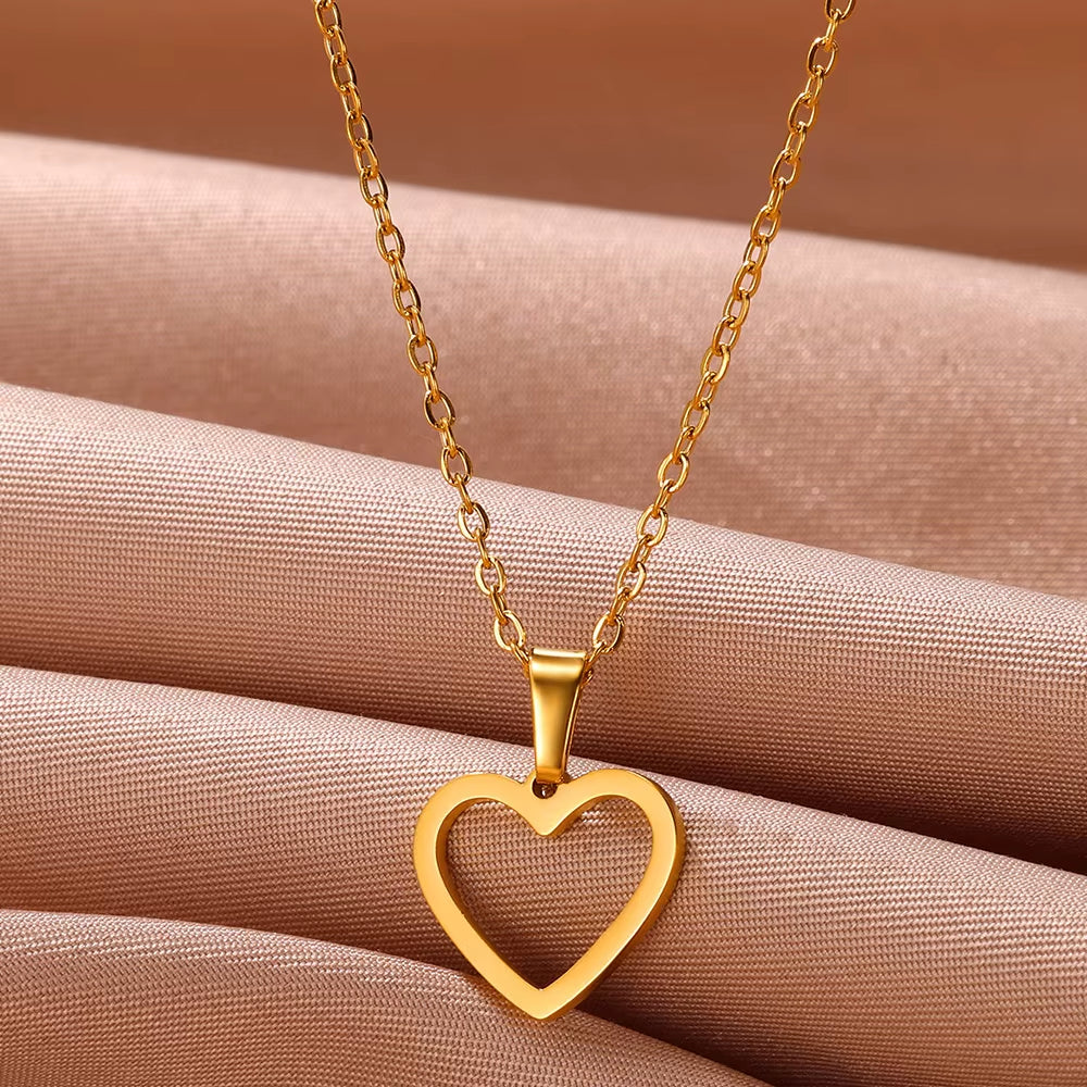 Tiny Geometry Collar Para Mujer Stainless Steel Jewelry Gold Color Classic Star Necklaces for Women Men Y2K Fashion Love Choker