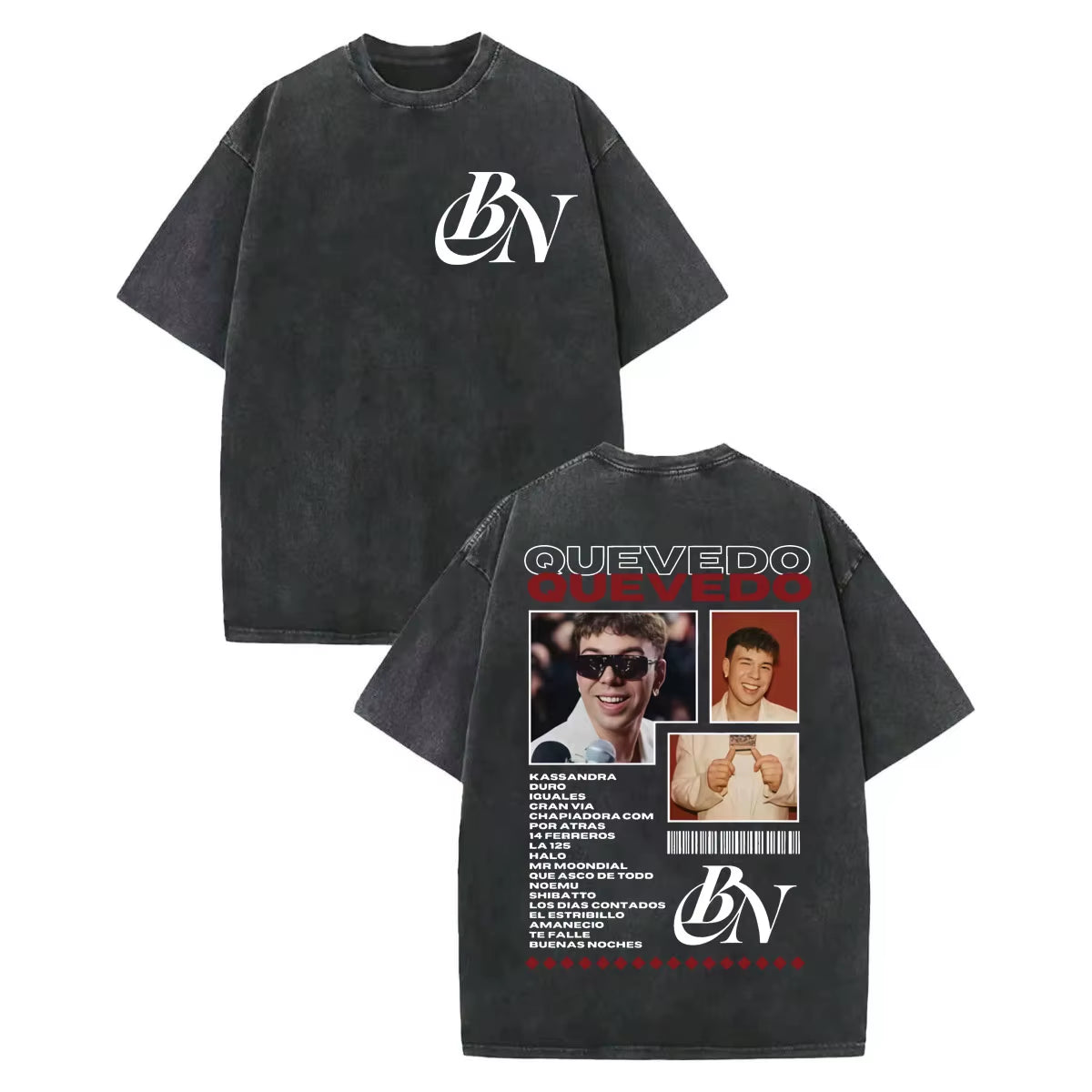 Vintage Washed Rapper Quevedo Album Merch T Shirt Fashion Hip Hop Short Sleeve T-Shirts Men Women Casual Loose Cotton T-Shirt