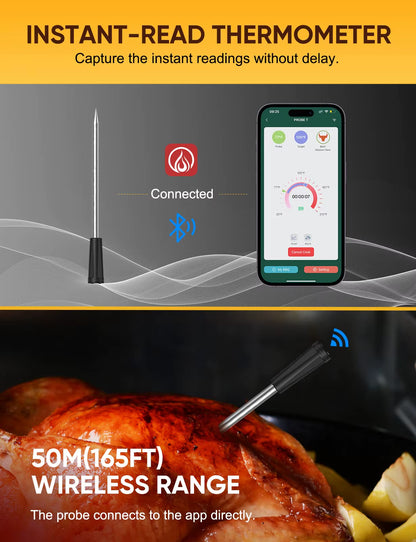 Wireless Meat Thermometer Remote Digital Kitchen Cooking Food Meat Tools Smart Digital Bluetooth Barbecue Oven BBQ Thermometer