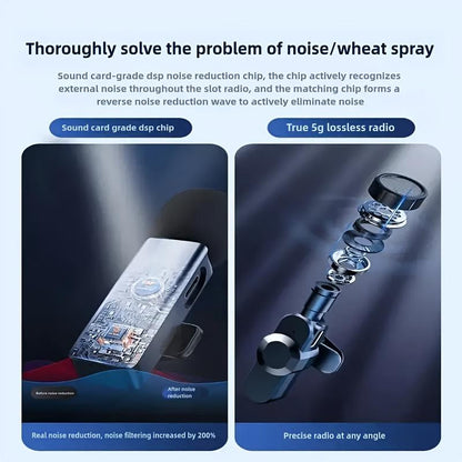 Professional Wireless Lavalier Microphone with Intelligent Noise Reduction 360° Omnidirectional Condenser Windscreen for Recording Live Streaming Podcasting Bluetooth Android
