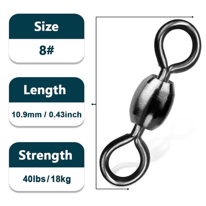 Crane Swivels 50~200Pcs Swivels Fishing Tackle Fishing Line Hook Connector Stainless Brass Saltwater Fishing Rolling Accessories