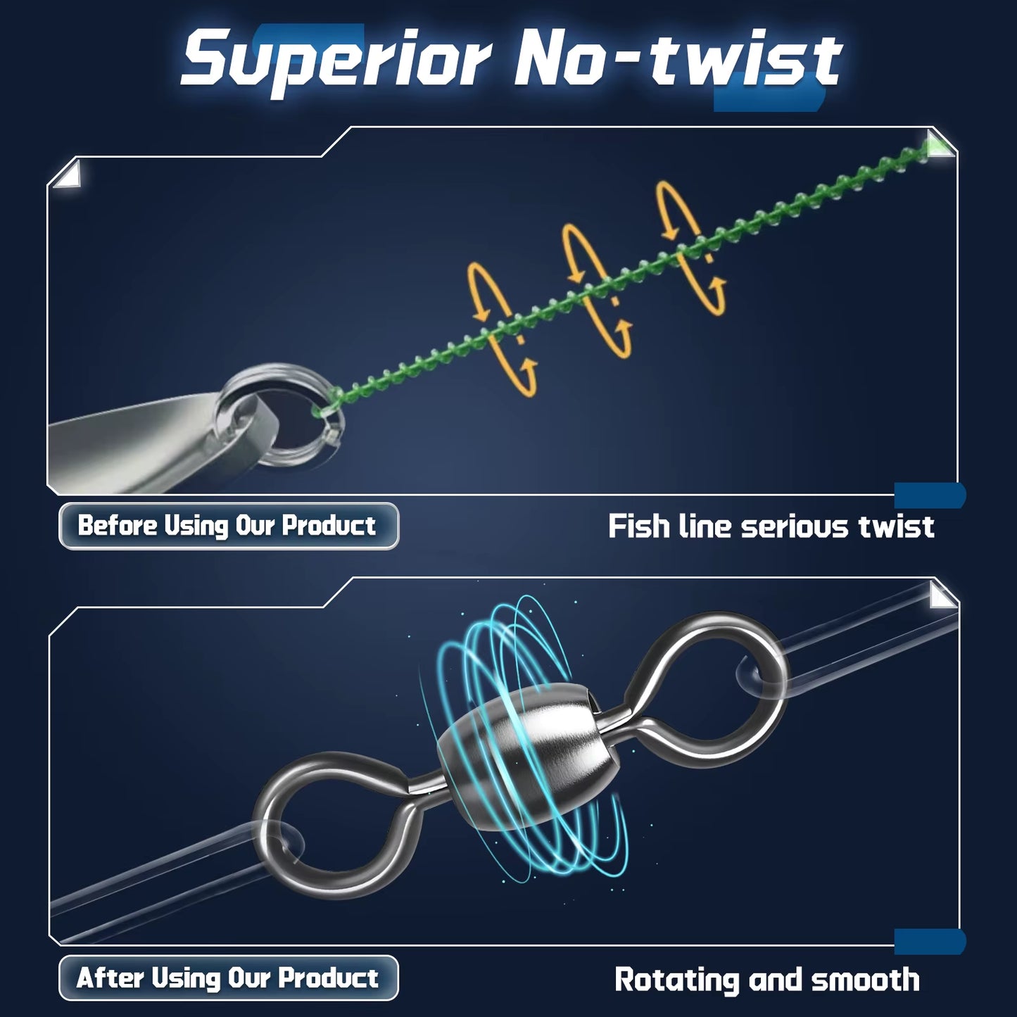Crane Swivels 50~200Pcs Swivels Fishing Tackle Fishing Line Hook Connector Stainless Brass Saltwater Fishing Rolling Accessories