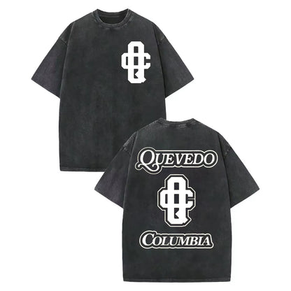 Vintage Washed Rapper Quevedo Album Merch T Shirt Fashion Hip Hop Short Sleeve T-Shirts Men Women Casual Loose Cotton T-Shirt