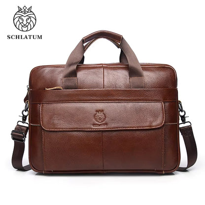 2025 Genuine Leather Briefcases Hard for Men Handbags Laptop Briefcase Bags 15.6 Inch Office Bussiness Computer Bag