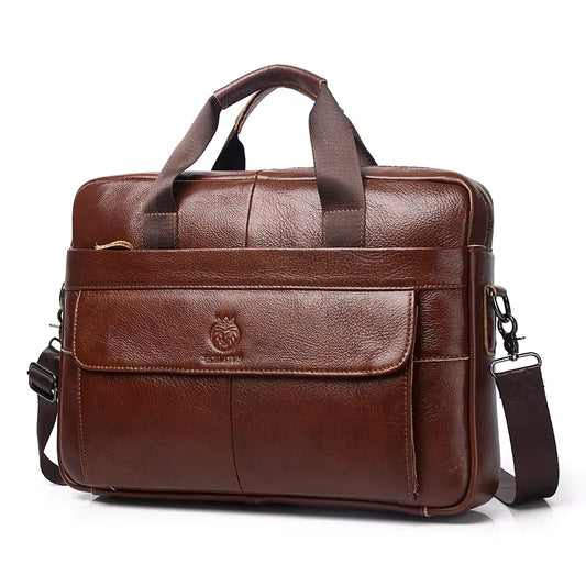 2025 Genuine Leather Briefcases Hard for Men Handbags Laptop Briefcase Bags 15.6 Inch Office Bussiness Computer Bag