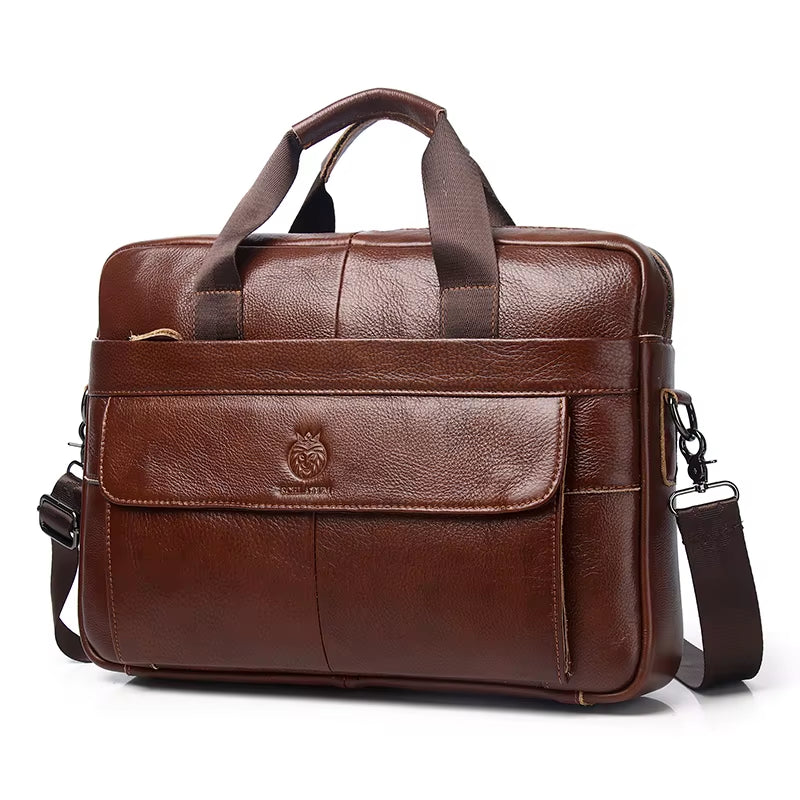 2025 Genuine Leather Briefcases Hard for Men Handbags Laptop Briefcase Bags 15.6 Inch Office Bussiness Computer Bag
