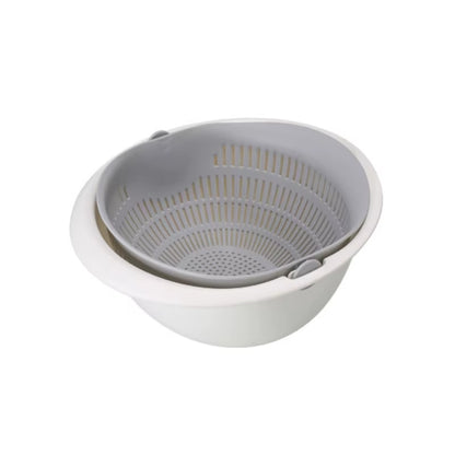 Kitchen Fruit Tray Removable Double Layer Fruit and Vegetable Basin Draining Basket Creative Household Rotating Washing Basket